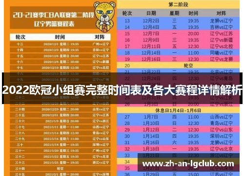 2022欧冠小组赛完整时间表及各大赛程详情解析 2022欧冠小组赛完整时间表及各大赛程详情解析